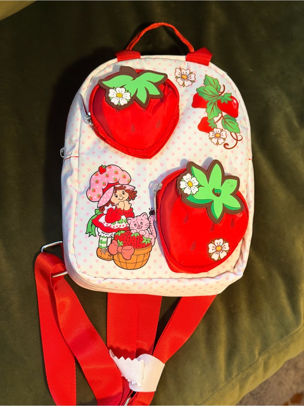 Girls' Strawberry Shortcake Print Kids Backpack in Red